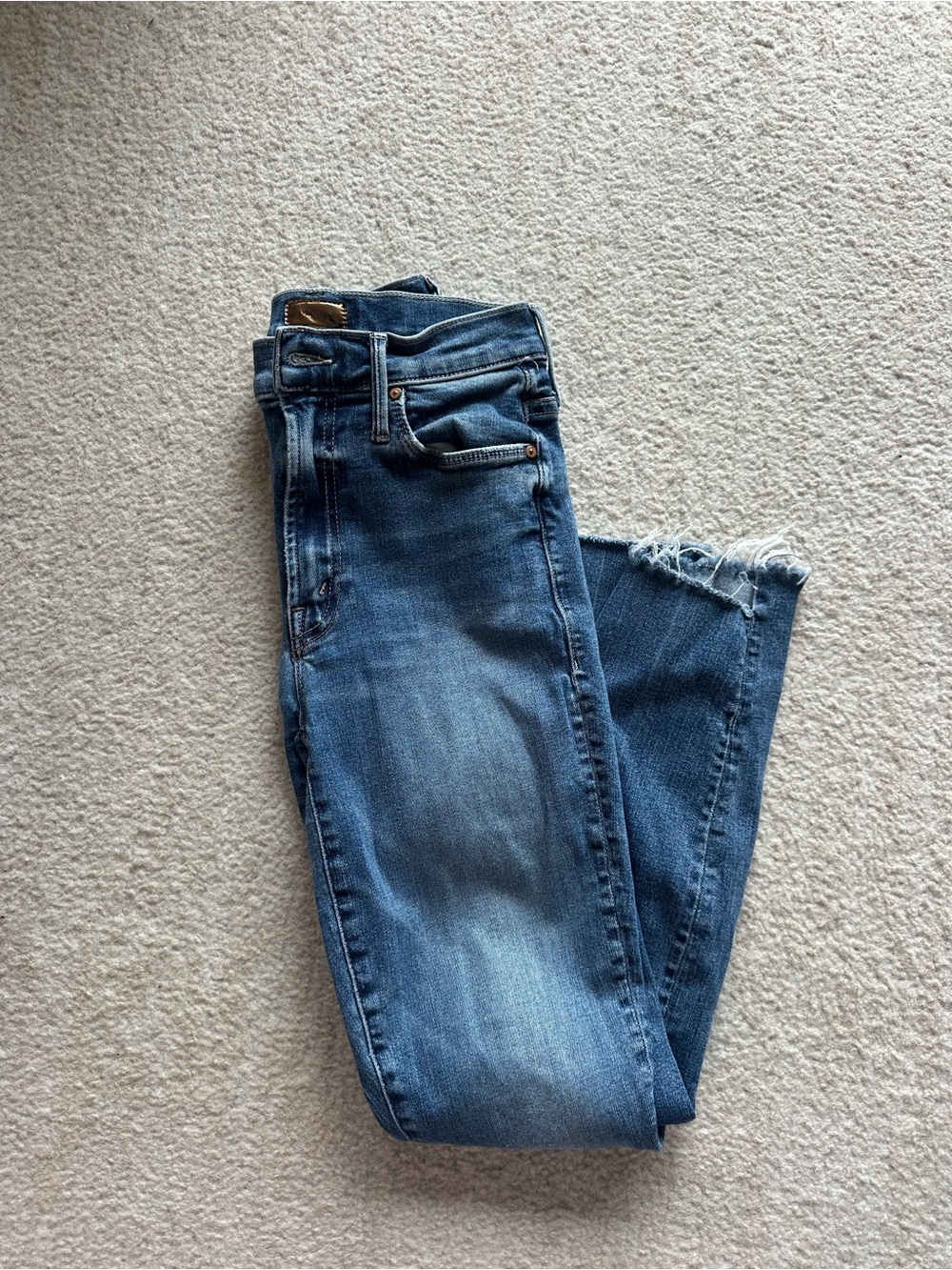 MOTHER The Stunner Zip Ankle Step Fray Jeans Walking On Coals